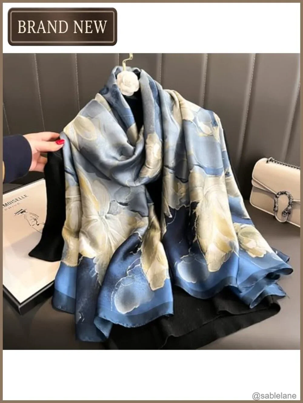 Large Satin Scarf for Women, Lightweight Shawl Wrap, Silky Feel, 70x35 Inches